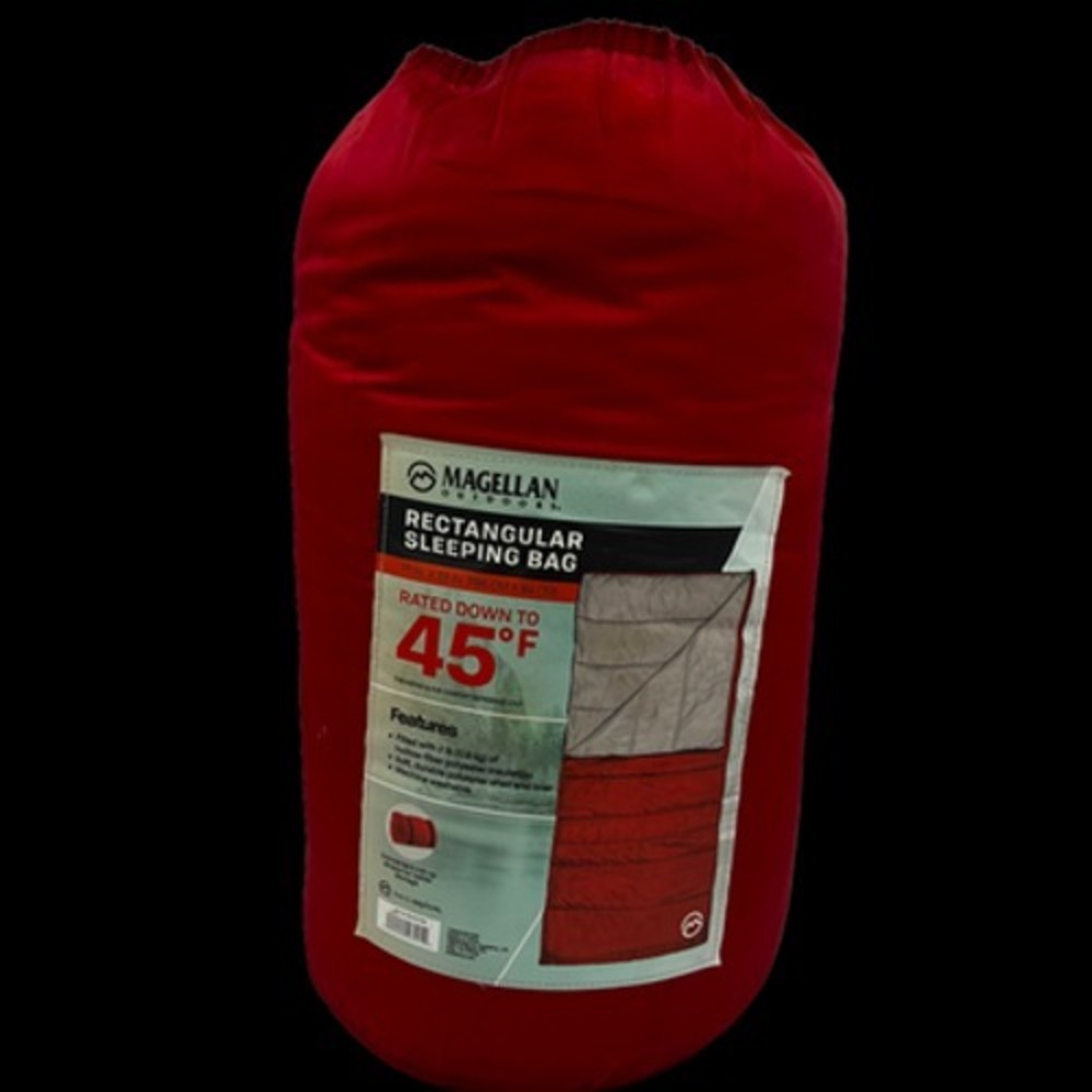 Magellan Outdoors Rectangular Sleeping Bag 45°F 77x33in Camping Hiking Red